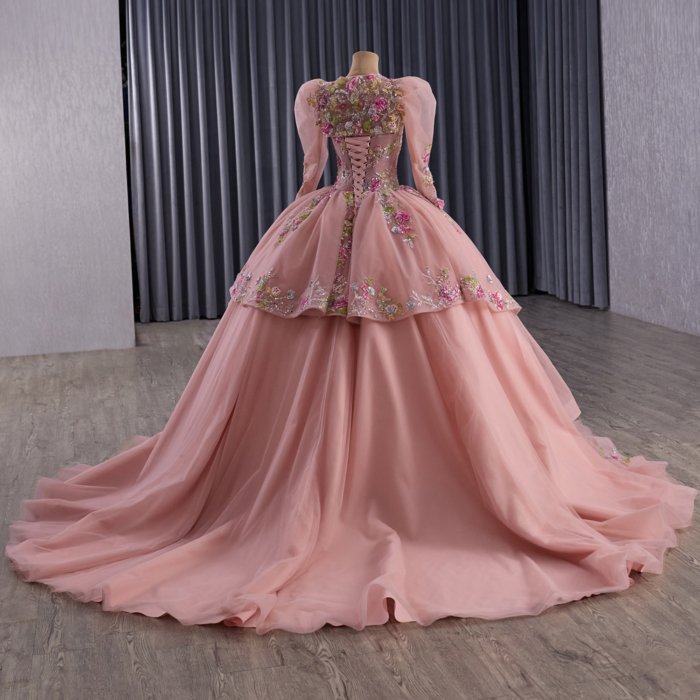 2025 Pink Quinceanera Dress Sweet 15 Quinceañera Flowers Vestidos De 15 Años Sequined Beading Lace Evening Party Dress 251101 - Image 2