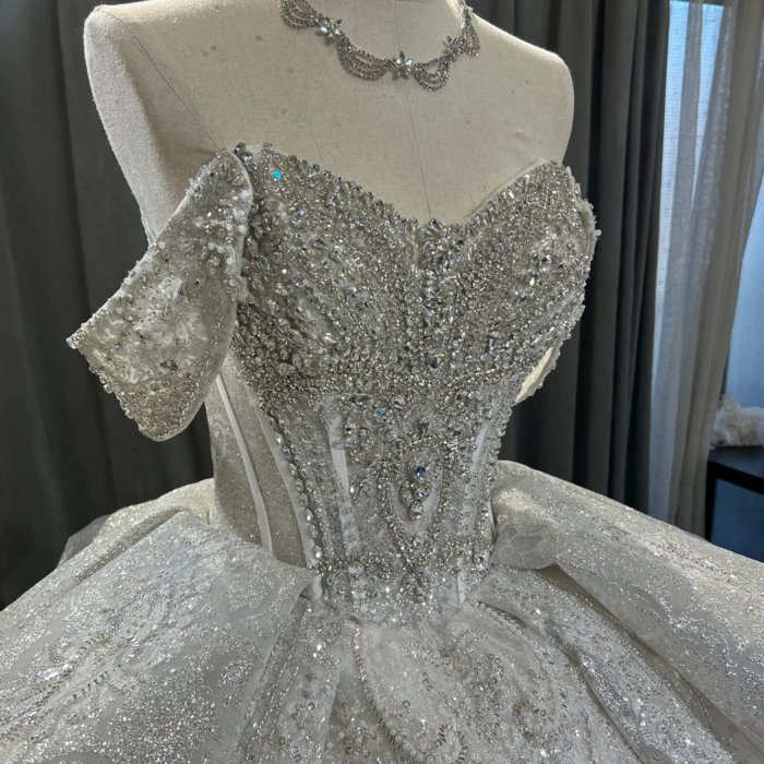 2025 Glitter Wedding Dress Elegant Bridal Gown Flowers Vestidos De Novias Sequined Beading Lace Evening Party Dress OY03 - Image 2