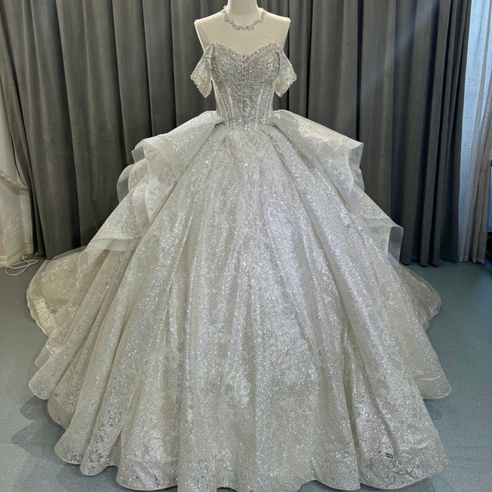 2025 Glitter Wedding Dress Elegant Bridal Gown Flowers Vestidos De Novias Sequined Beading Lace Evening Party Dress OY03 - Image 3