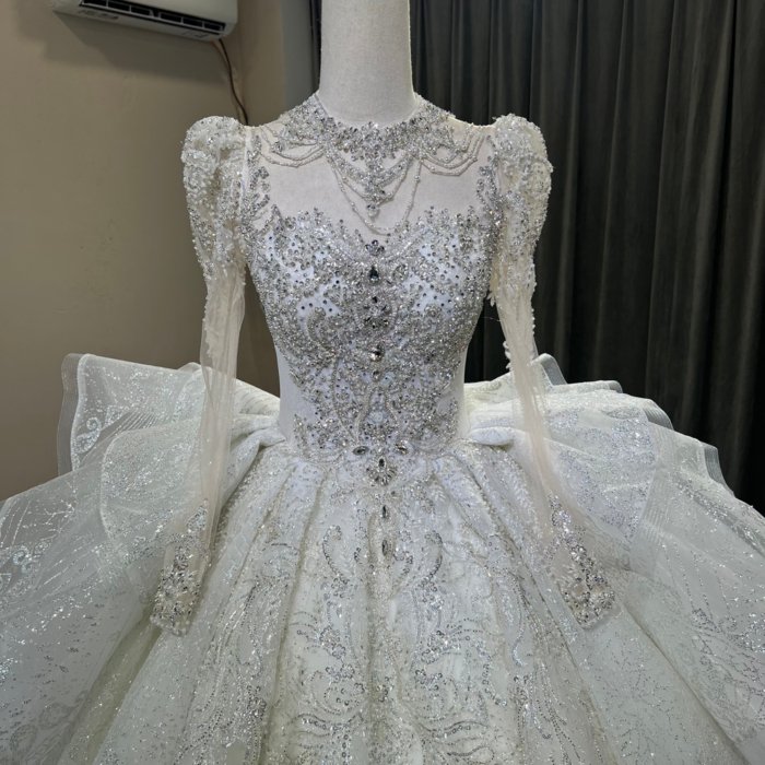2025 Long SleevesWedding Dress Elegant Bridal Gown Flowers Vestidos De Novias Sequined Beading Lace Evening Party Dress OY05 - Image 5