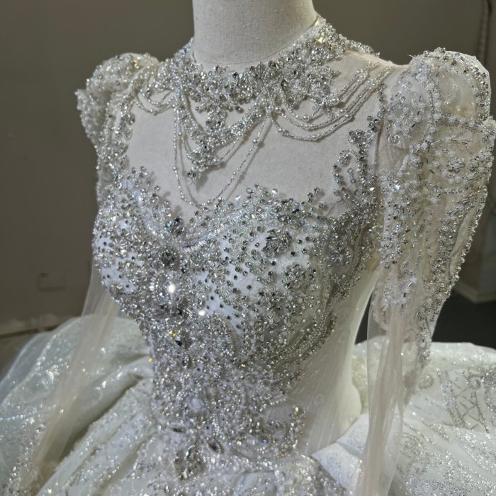 2025 Long SleevesWedding Dress Elegant Bridal Gown Flowers Vestidos De Novias Sequined Beading Lace Evening Party Dress OY05 - Image 3