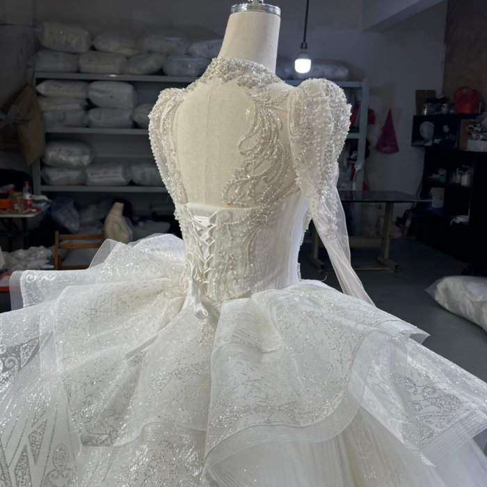 2025 Long SleevesWedding Dress Elegant Bridal Gown Flowers Vestidos De Novias Sequined Beading Lace Evening Party Dress OY05 - Image 4