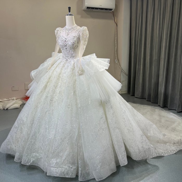 2025 Long SleevesWedding Dress Elegant Bridal Gown Flowers Vestidos De Novias Sequined Beading Lace Evening Party Dress OY05 - Image 2