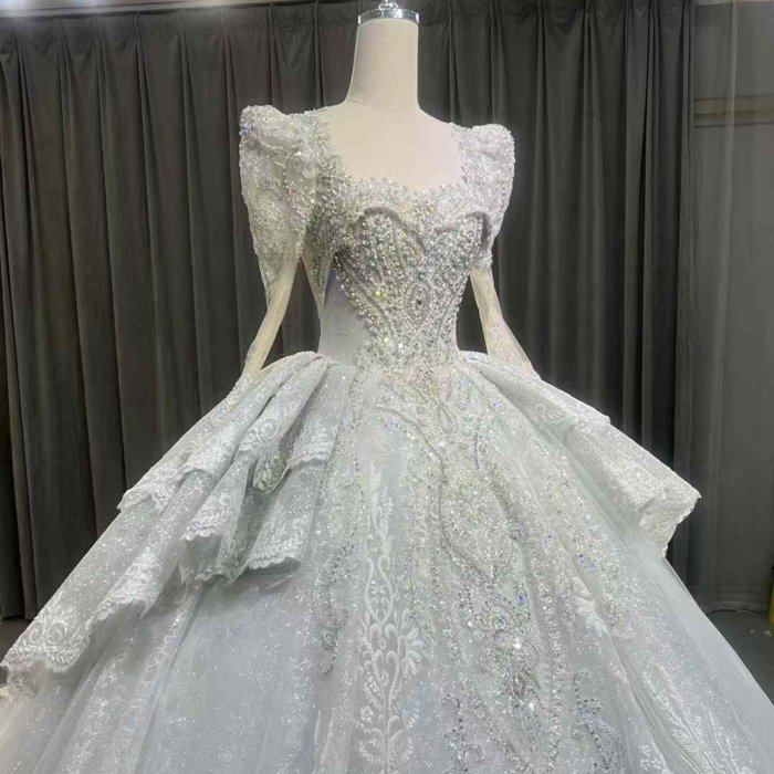 2025 Luxury Wedding Dress Elegant Bridal Gown Flowers Vestidos De Novias Sequined Long Sleeves Evening Party Dress OY09 - Image 3