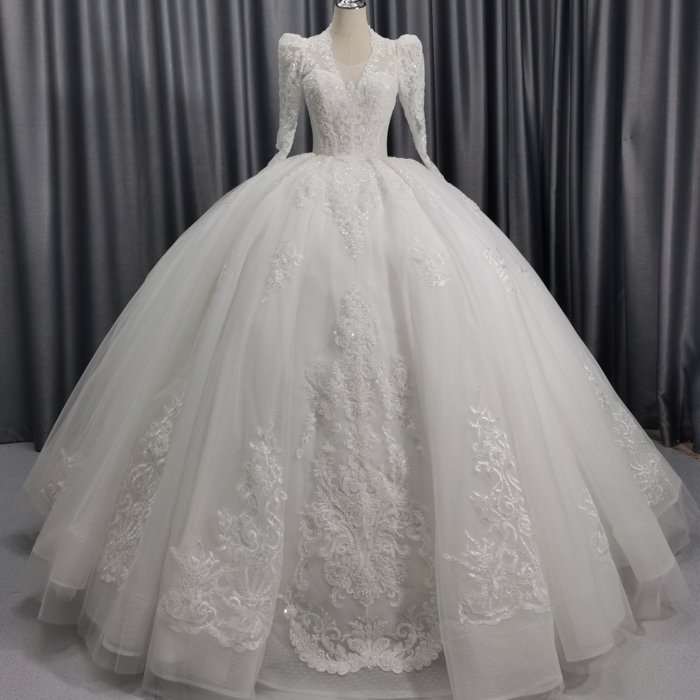 2025 Wedding Dress Elegant Bridal Gown Flowers Vestidos De Novias Sequined Beading Lace Evening Party Dress Nigeria CM06