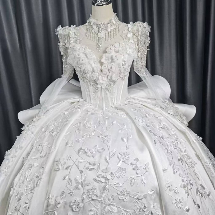 2025 Wedding Dress Elegant Bridal Gown Flowers Vestidos De Novias Sequined Beading Lace Evening Party Dress Nigeria CM15-1 - Image 2