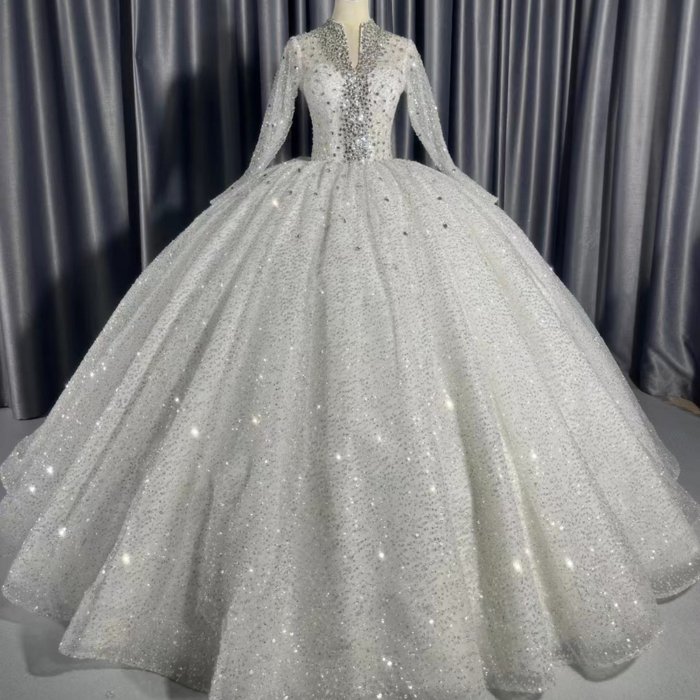 2025 Wedding Dress Elegant Bridal Gown Flowers Vestidos De Novias Sequined Beading Lace Evening Party Dress Nigeria CM16