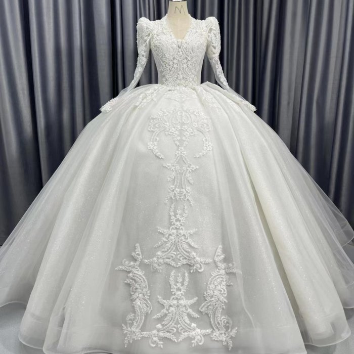 2025 Wedding Dress Elegant Bridal Gown Flowers Vestidos De Novias Sequined Beading Lace Evening Party Dress Nigeria CM17