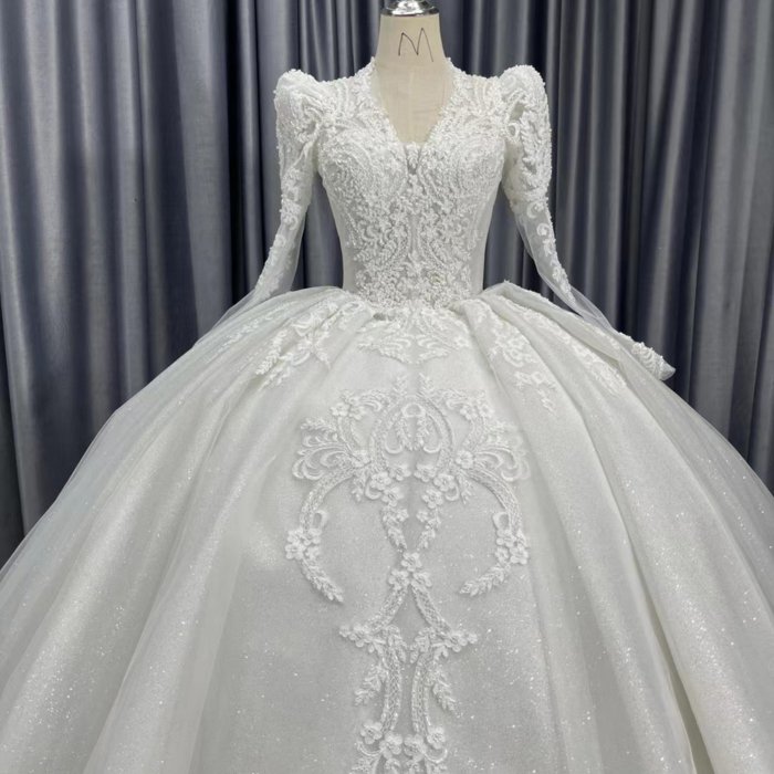 2025 Wedding Dress Elegant Bridal Gown Flowers Vestidos De Novias Sequined Beading Lace Evening Party Dress Nigeria CM17 - Image 2