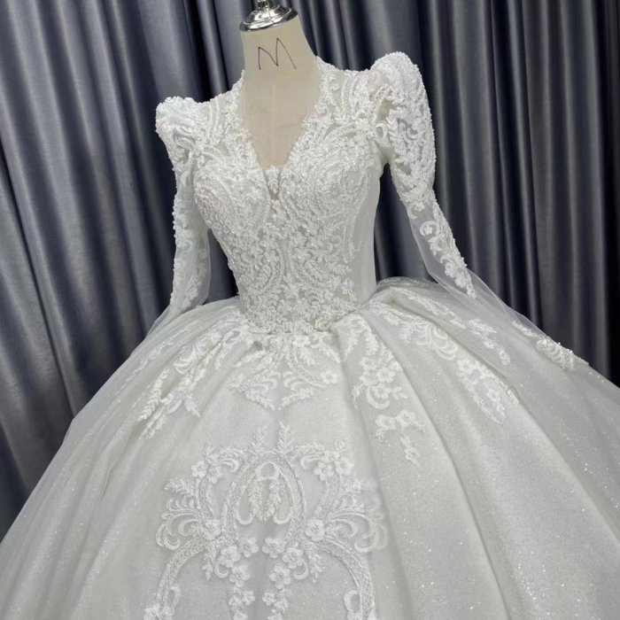 2025 Wedding Dress Elegant Bridal Gown Flowers Vestidos De Novias Sequined Beading Lace Evening Party Dress Nigeria CM17 - Image 6