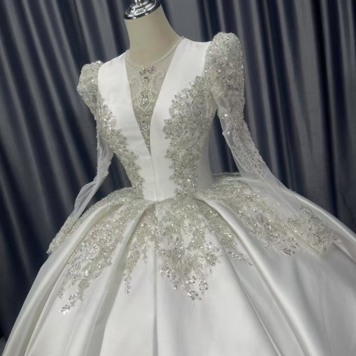 2025 Wedding Dress Elegant Bridal Gown Flowers Vestidos De Novias Sequined Beading Lace Evening Party Dress Nigeria CM19 - Image 5