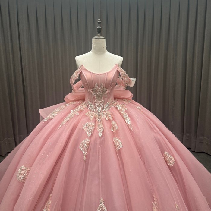 2025 Pink Quinceanera Dress Sweet 15 Quinceañera Flowers Vestidos De 15 Años Sequined Beading Lace Evening Party Dress MW83 - Image 6