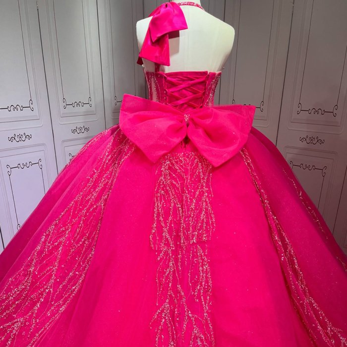 2025 Pink Quinceanera Dress Sweet 15 Quinceañera Flowers Vestidos De 15 Años Sequined Beading Lace Evening Party Dress (Customer Link - 50% Deposit) - Image 4