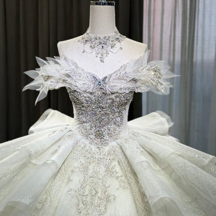 2025 Wedding Dress Elegant Bridal Gown Flowers Vestidos De Novias Sequined Beading Lace Evening Party Dress (Customer Link - 100 cm train)