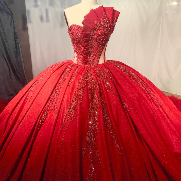 2025 Red Quinceanera Dress Sweet 15 Quinceañera Flowers Vestidos De 15 Años Sequined Beading Lace Evening Party Dress MCD09 - Image 3