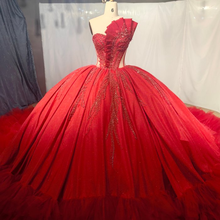 2025 Red Quinceanera Dress Sweet 15 Quinceañera Flowers Vestidos De 15 Años Sequined Beading Lace Evening Party Dress MCD09 - Image 5