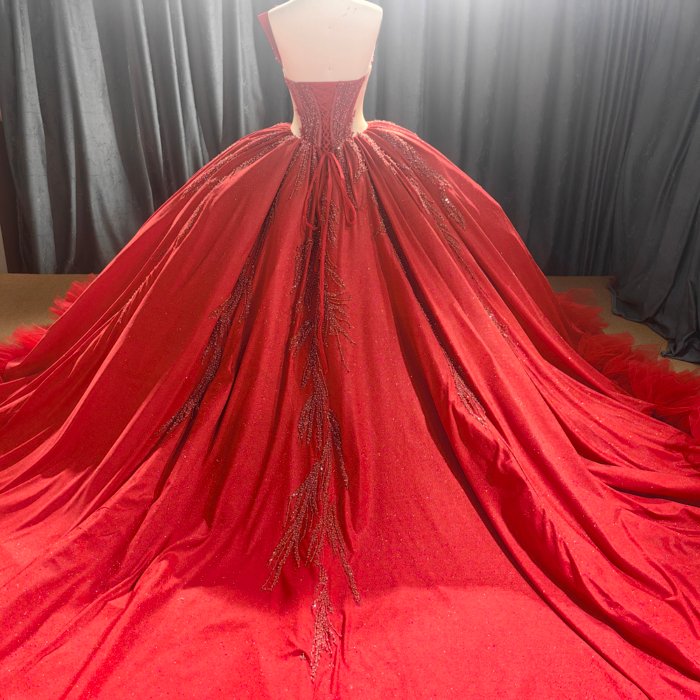 2025 Red Quinceanera Dress Sweet 15 Quinceañera Flowers Vestidos De 15 Años Sequined Beading Lace Evening Party Dress MCD09 - Image 4