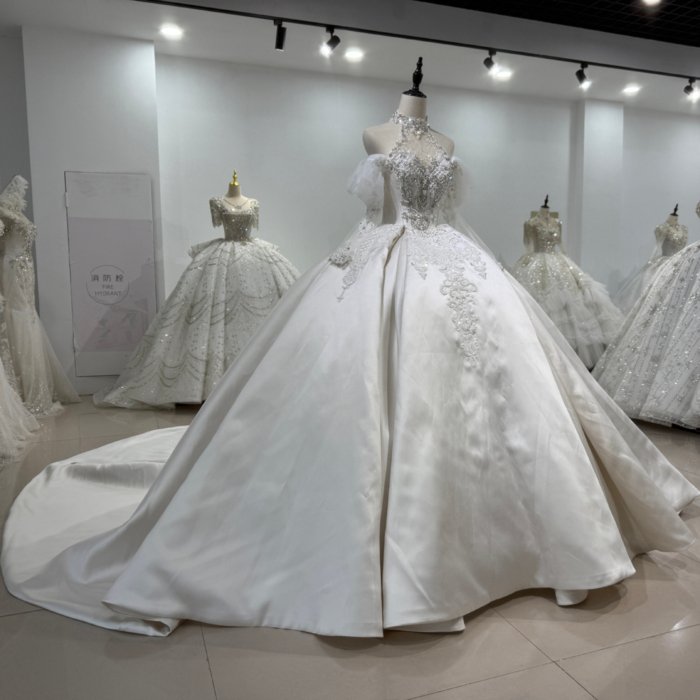 2025 3 in 1 SatinWedding Dress Elegant Bridal Gown Flowers Vestidos De Novias Sequined Beading Lace Evening Party Dress XS191 - Image 6
