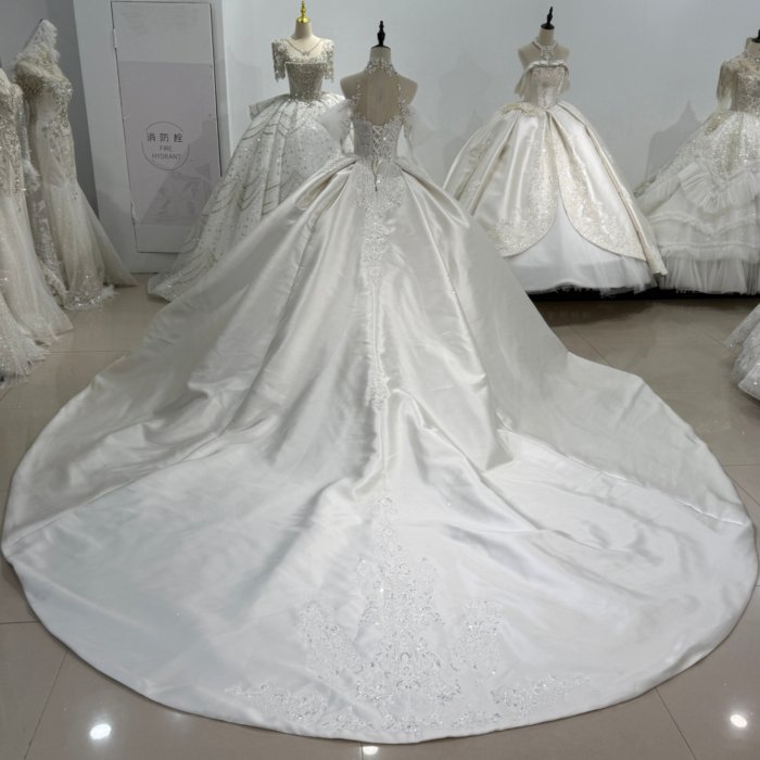 2025 3 in 1 SatinWedding Dress Elegant Bridal Gown Flowers Vestidos De Novias Sequined Beading Lace Evening Party Dress XS191 - Image 2