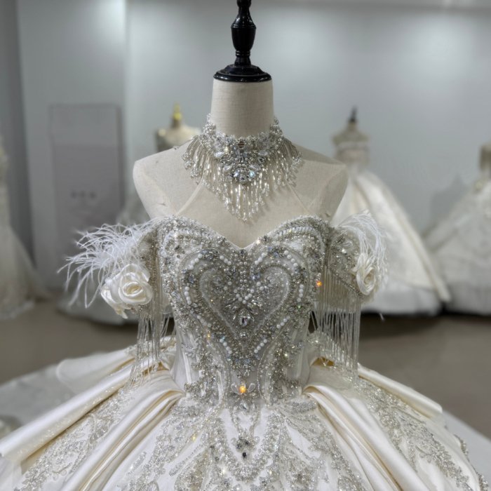 2025 Wedding Dress Elegant Off Shoulder Luxury Bridal Gown Flowers Vestidos De Novias Sequined Beading Lace Evening Party Dress XS194 - Image 3