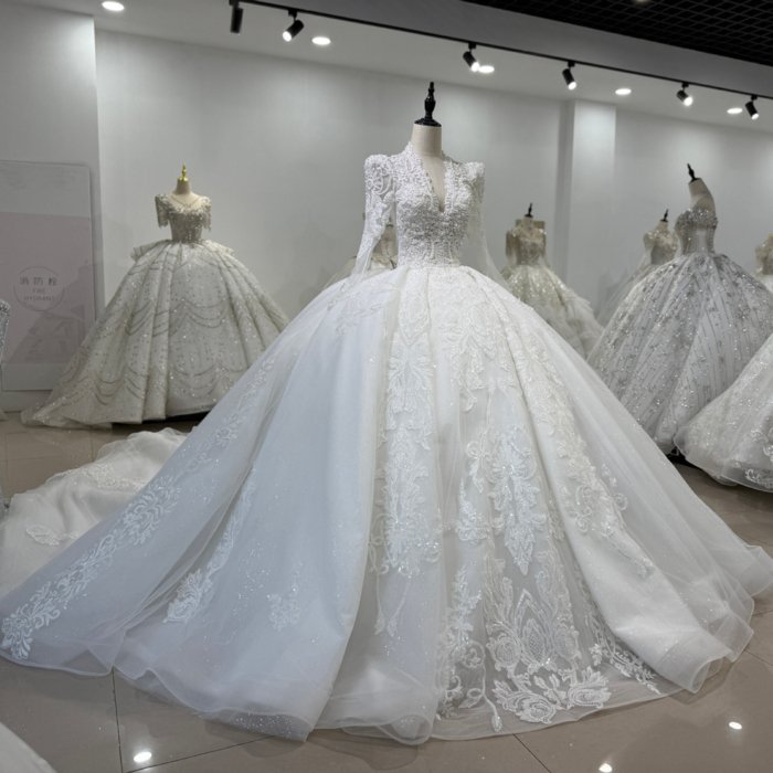 2025 Wedding Dress Elegant Bridal Gown Flowers Vestidos De Novias Long Sleeves Lace Evening Party Dress XS196 - Image 5