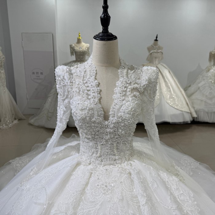 2025 Wedding Dress Elegant Bridal Gown Flowers Vestidos De Novias Long Sleeves Lace Evening Party Dress XS196 - Image 3