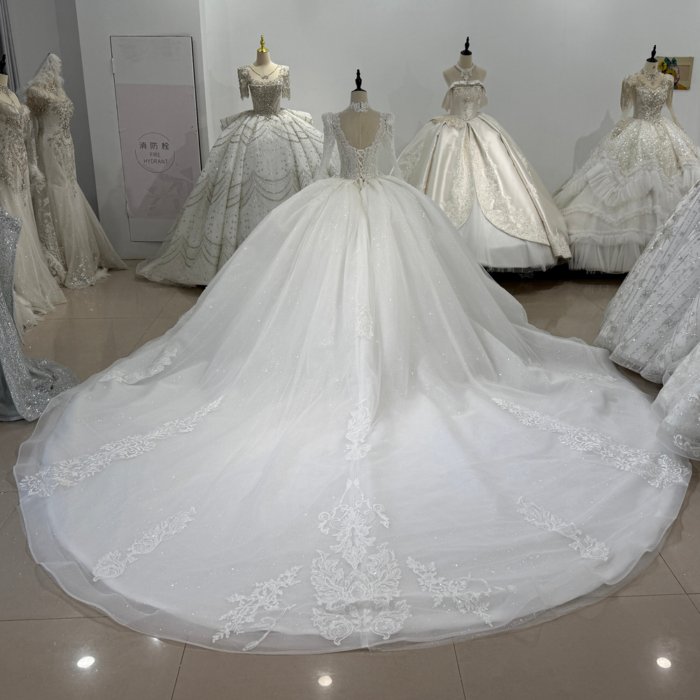 2025 Wedding Dress Elegant Bridal Gown Flowers Vestidos De Novias Long Sleeves Lace Evening Party Dress XS196 - Image 2