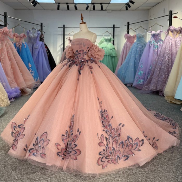 2025 Pink Quinceanera Dress Sweet 15 Quinceañera Flowers Vestidos De 15 Años Sequined Beading Lace Evening Party Dress 1366 - Image 5