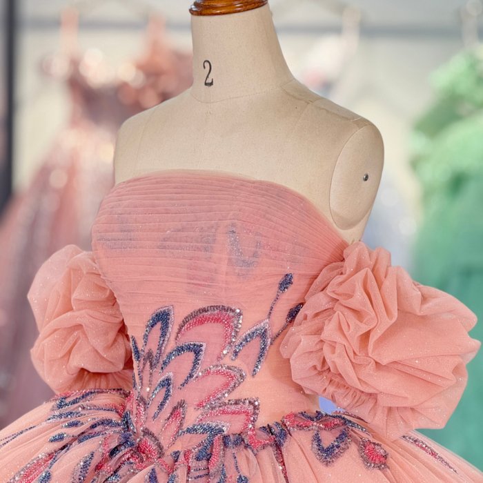 2025 Pink Quinceanera Dress Sweet 15 Quinceañera Flowers Vestidos De 15 Años Sequined Beading Lace Evening Party Dress 1366 - Image 3