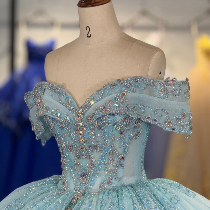 2025 Cinderella Blue Quinceanera Dress Sweet 15 Quinceañera Flowers Vestidos De 15 Años Sequined Beading Lace Evening Party Dress 1368 - Image 3