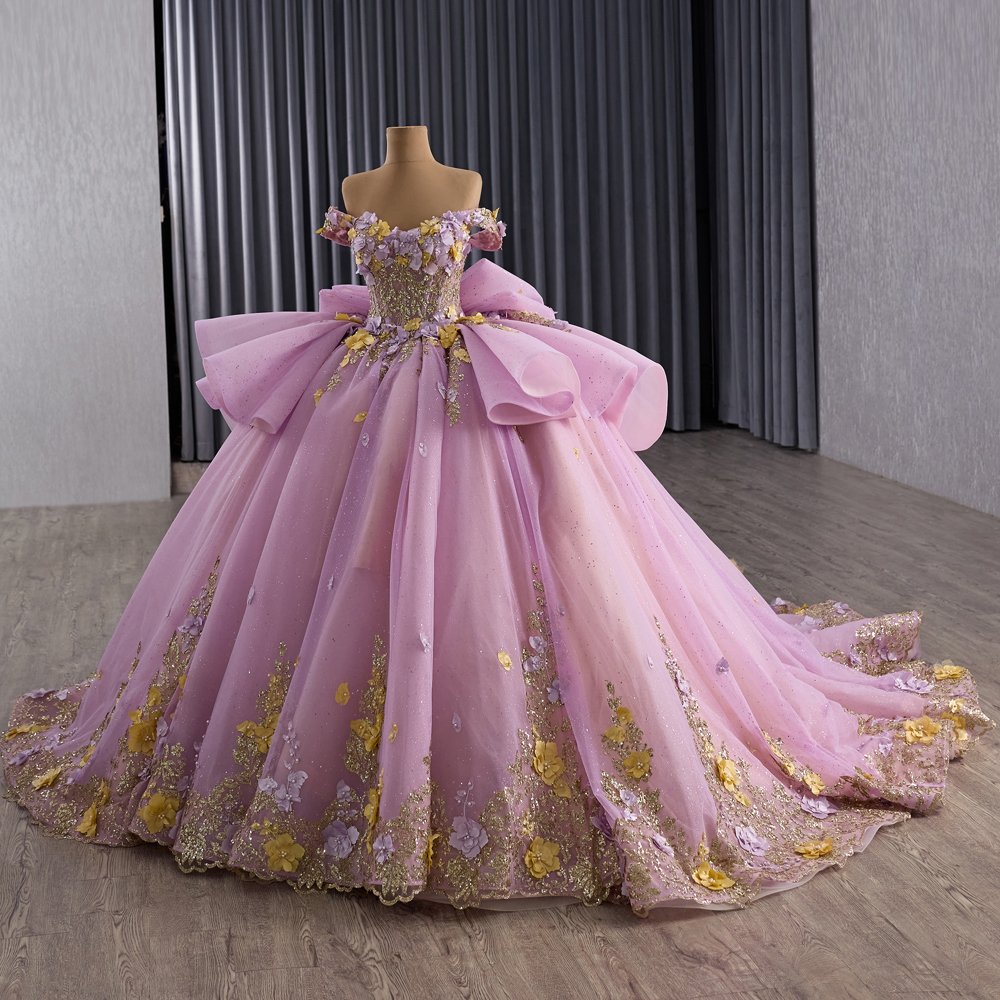 2025 Purple Quinceanera Dress Sweet 15 Quinceañera Flowers Vestidos De 15 Años Sequined Beading Lace Evening Party Dress - Image 5