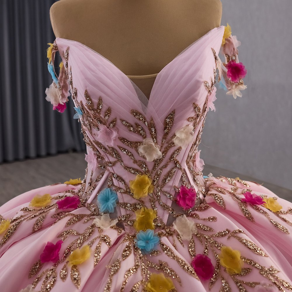 2025 Pink Quinceanera Dress Sweet 15 Quinceañera Flowers Vestidos De 15 Años Sequined Beading Lace Evening Party Dress 251088 - Image 3