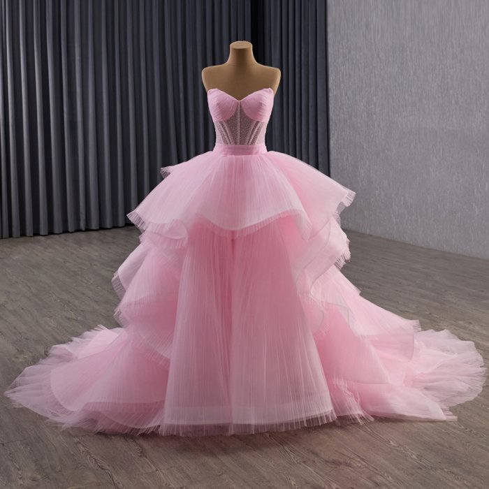 2025 Pink Evening Dress Flowers Vestidos De Fiesta Sequined Beading Lace Evening Party Dress 251093