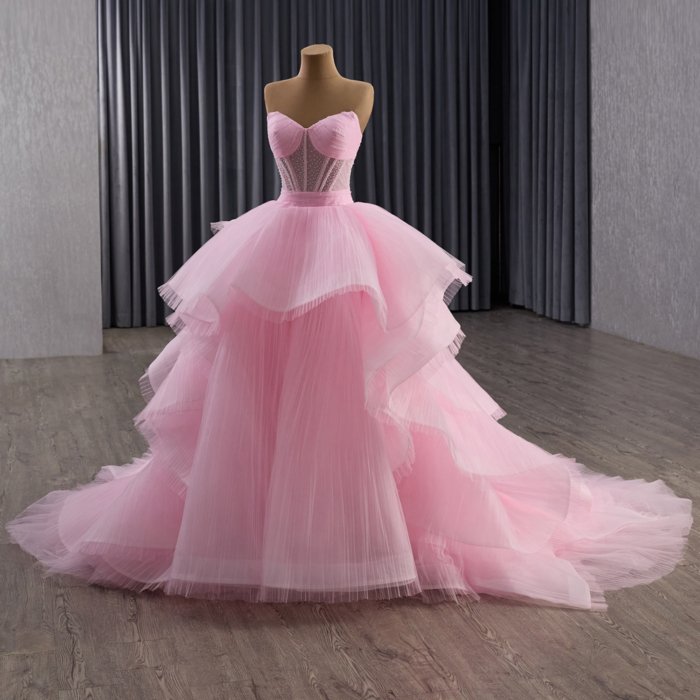 2025 Pink Evening Dress Flowers Vestidos De Fiesta Sequined Beading Lace Evening Party Dress 251093 - Image 5