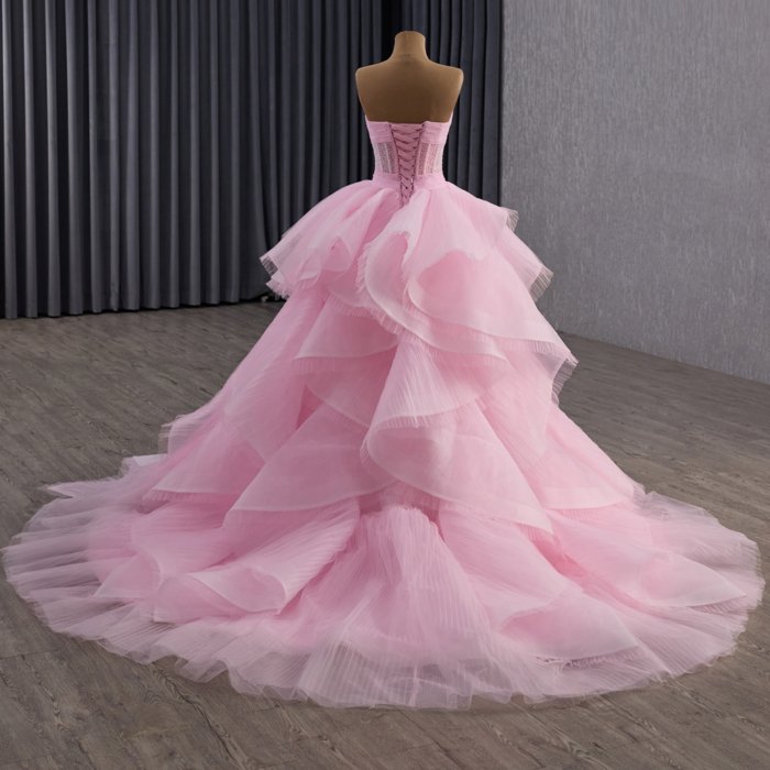 2025 Pink Evening Dress Flowers Vestidos De Fiesta Sequined Beading Lace Evening Party Dress 251093 - Image 2