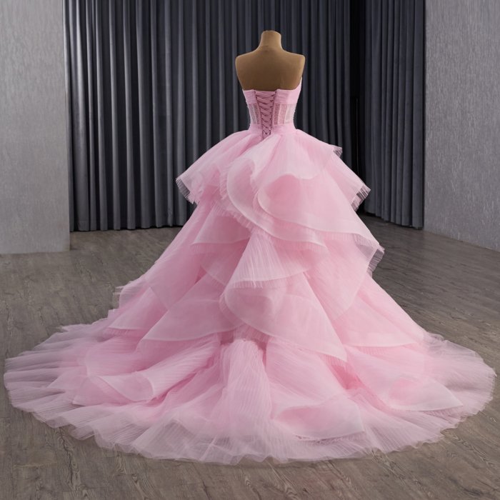 2025 Pink Evening Dress Flowers Vestidos De Fiesta Sequined Beading Lace Evening Party Dress 251093 - Image 6