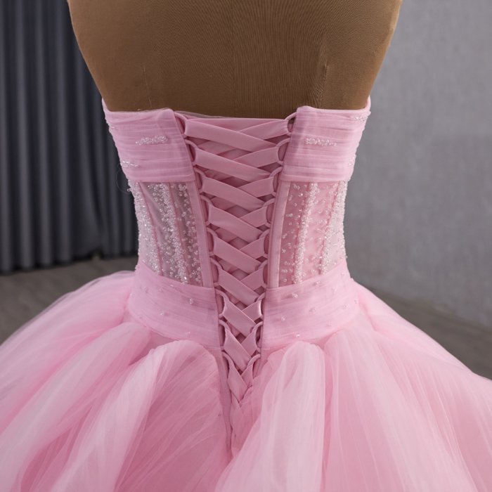 2025 Pink Evening Dress Flowers Vestidos De Fiesta Sequined Beading Lace Evening Party Dress 251093 - Image 4