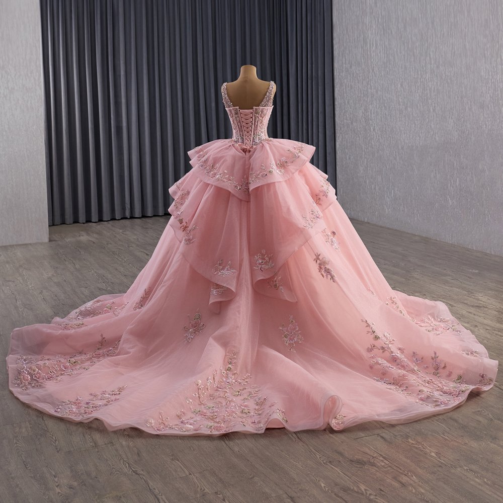 2025 Pink Quinceanera Dress Sweet 15 Quinceañera Flowers Vestidos De 15 Años Sequined Beading Lace Evening Party Dress 251094 - Image 8