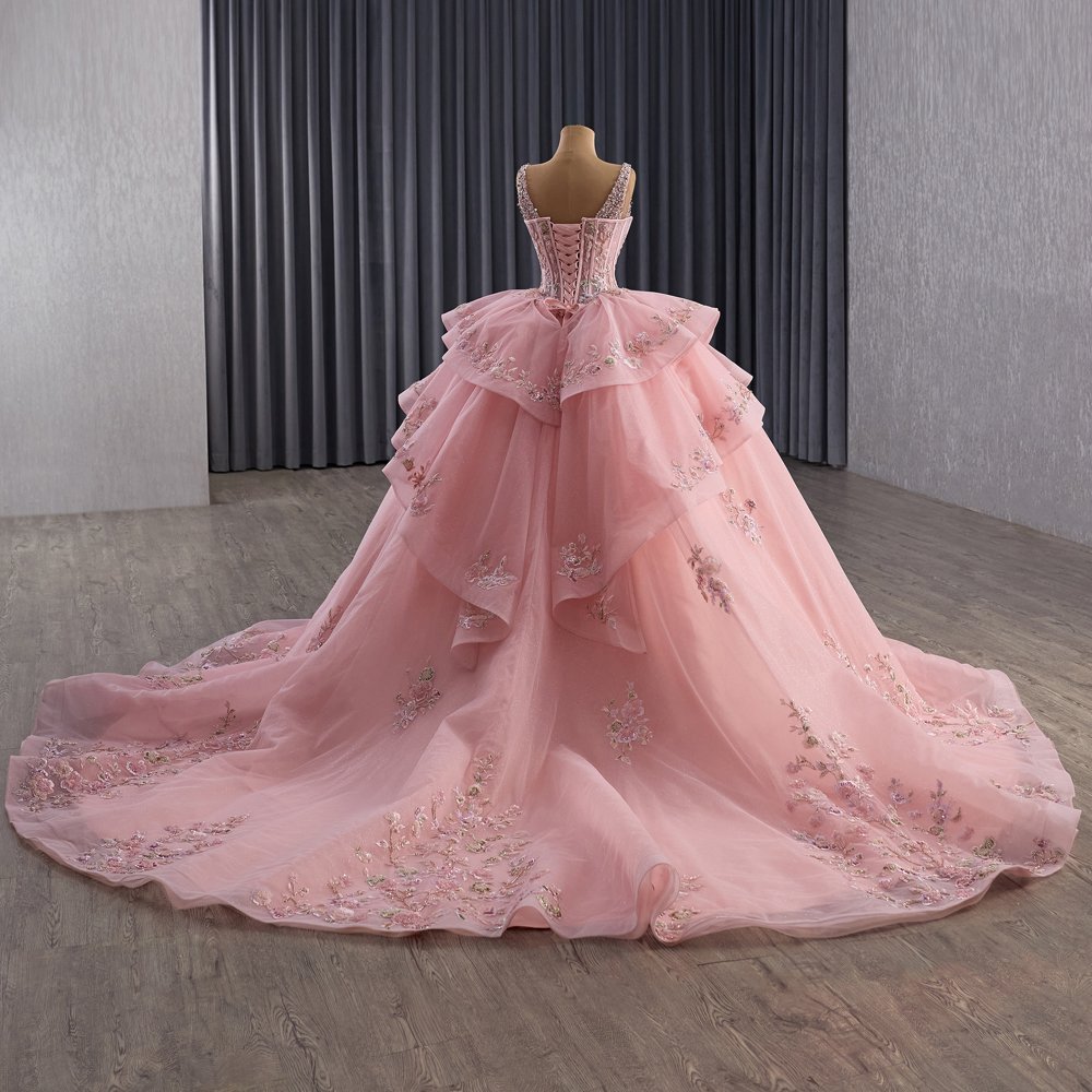 2025 Pink Quinceanera Dress Sweet 15 Quinceañera Flowers Vestidos De 15 Años Sequined Beading Lace Evening Party Dress 251094 - Image 2