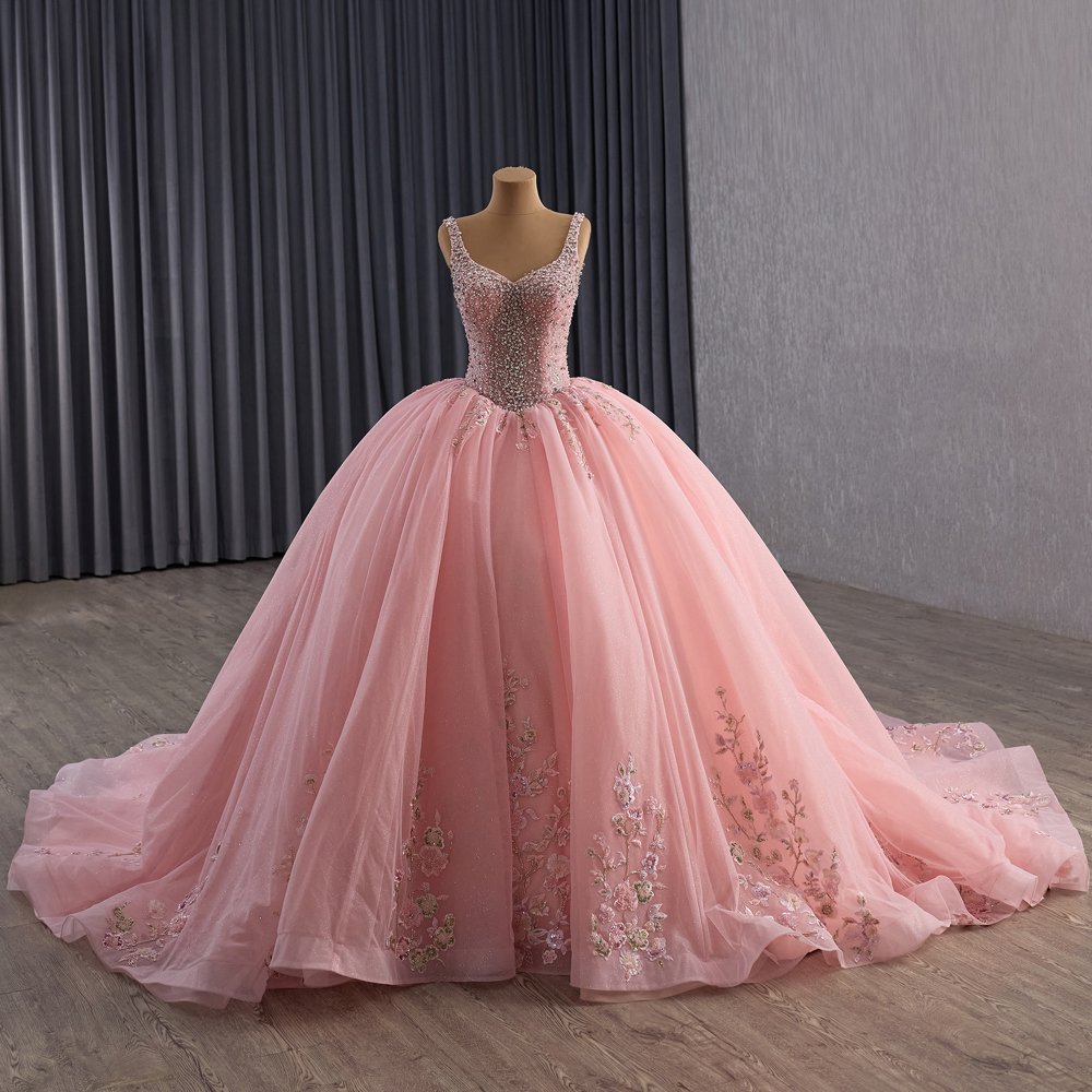2025 Pink Quinceanera Dress Sweet 15 Quinceañera Flowers Vestidos De 15 Años Sequined Beading Lace Evening Party Dress 251094 - Image 3