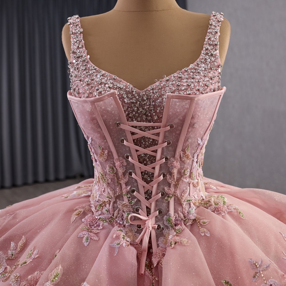 2025 Pink Quinceanera Dress Sweet 15 Quinceañera Flowers Vestidos De 15 Años Sequined Beading Lace Evening Party Dress 251094 - Image 5