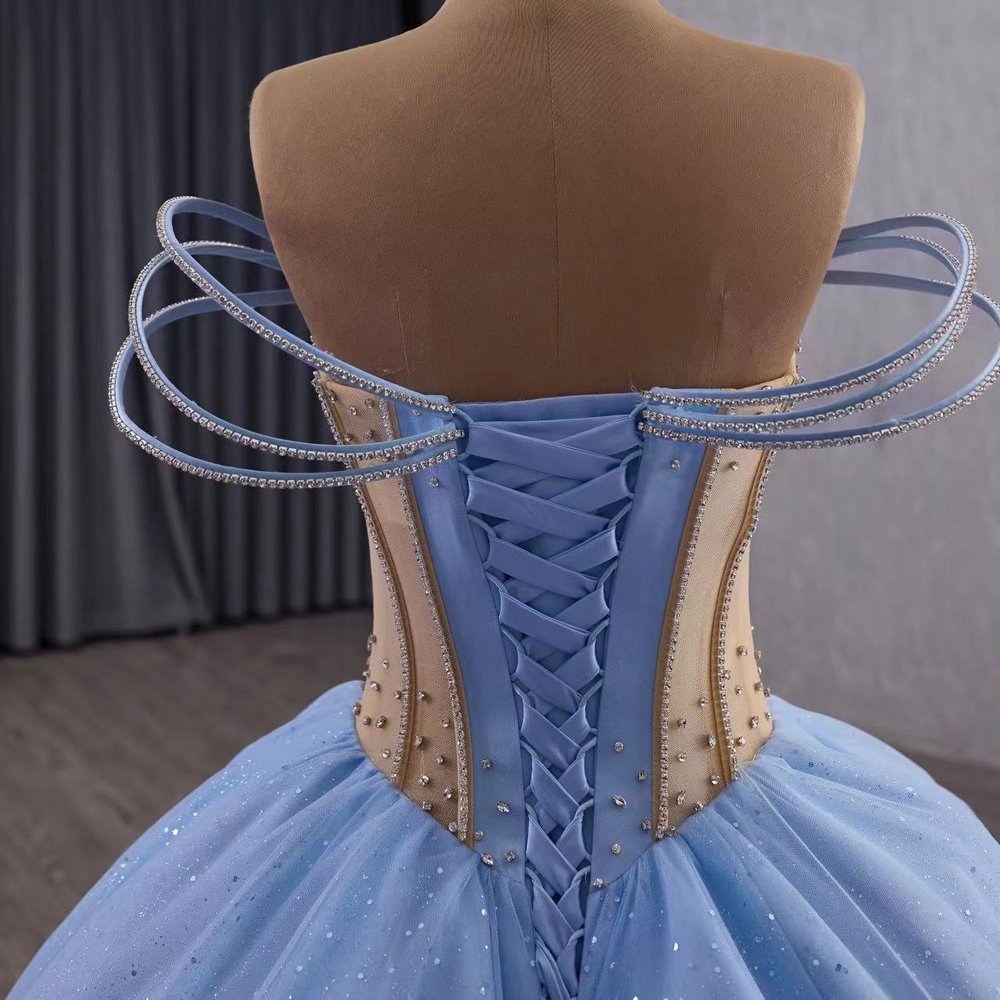 2025 Blue Pink Quinceanera Dress Sweet 15 Quinceañera Flowers Vestidos De 15 Años Sequined Beading Lace Evening Party Dress 251103 - Image 4