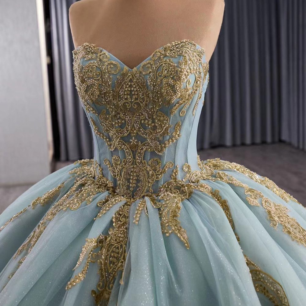2025 Green Blue Quinceanera Dress Sweet 15 Quinceañera Flowers Vestidos De 15 Años Sequined Beading Lace Evening Party Dress - Image 4