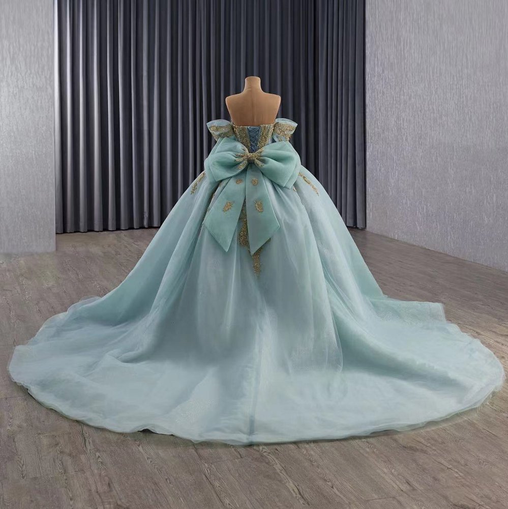 2025 Green Blue Quinceanera Dress Sweet 15 Quinceañera Flowers Vestidos De 15 Años Sequined Beading Lace Evening Party Dress - Image 2