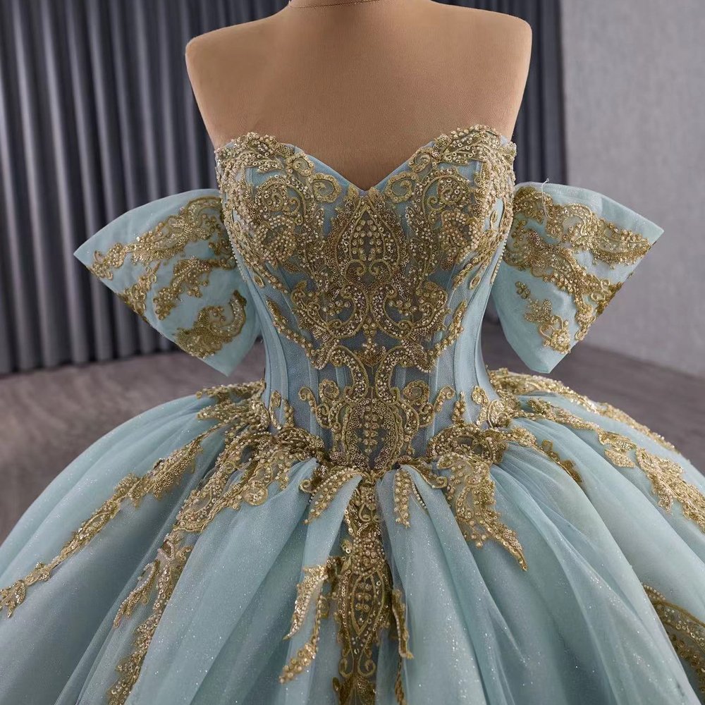2025 Green Blue Quinceanera Dress Sweet 15 Quinceañera Flowers Vestidos De 15 Años Sequined Beading Lace Evening Party Dress - Image 3