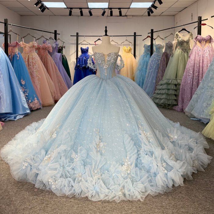2025 Pink Quinceanera Dress Sweet 15 Quinceañera Flowers Vestidos De 15 Años Sequined Beading Lace Evening Party Dress 6880