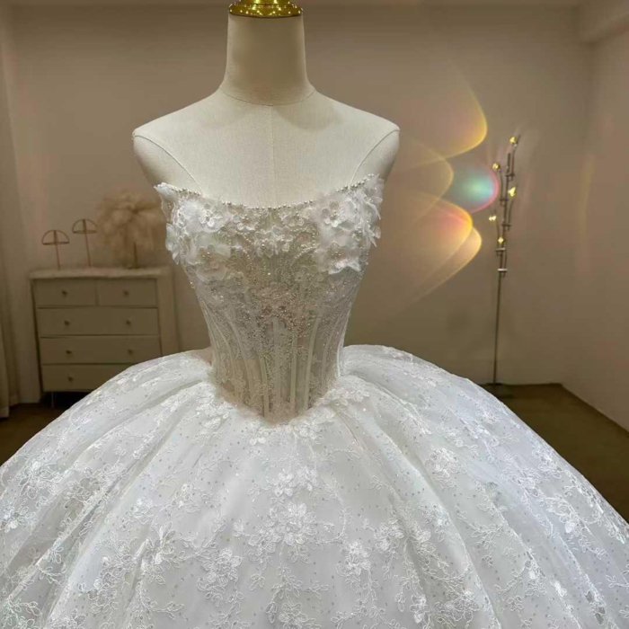 Gorgeous White Wedding Dress Off The Shoulder Lace Appliques Ball Gown Vestido De Novia - Image 5