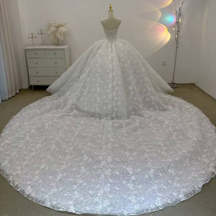Gorgeous White Wedding Dress Off The Shoulder Lace Appliques Ball Gown Vestido De Novia - Image 2