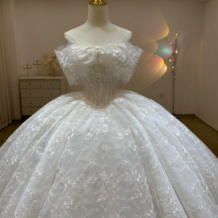 Gorgeous White Wedding Dress Off The Shoulder Lace Appliques Ball Gown Vestido De Novia - Image 6