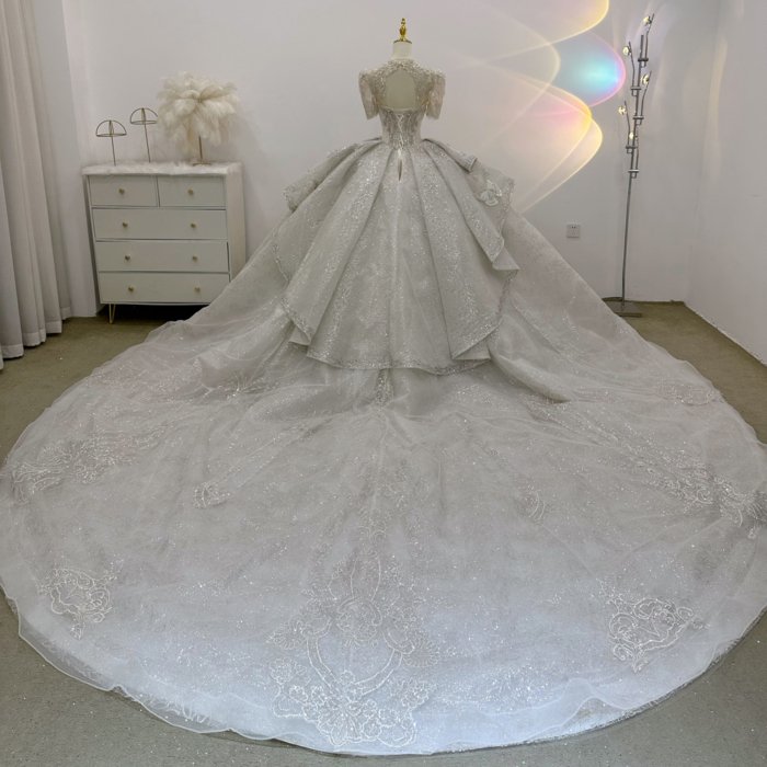 Gorgeous White Wedding Dress Strapless Crystal Beaded Ball Gown Vestido De Novia - Image 2